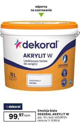 Farba biała Dekoral Akrylit W promocja w Leroy Merlin