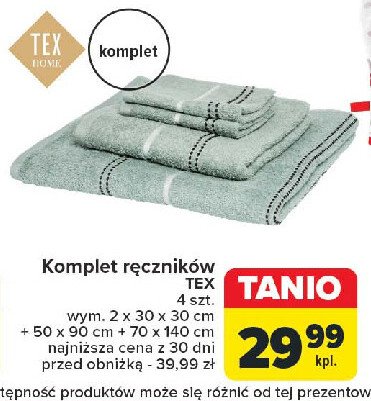 Komplet 4 ręczników Tex promocja w Carrefour