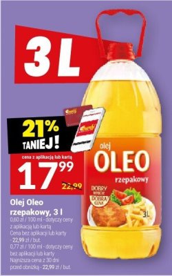 Olej Oleo rzepakowy, 3 l promocja w Twój Market