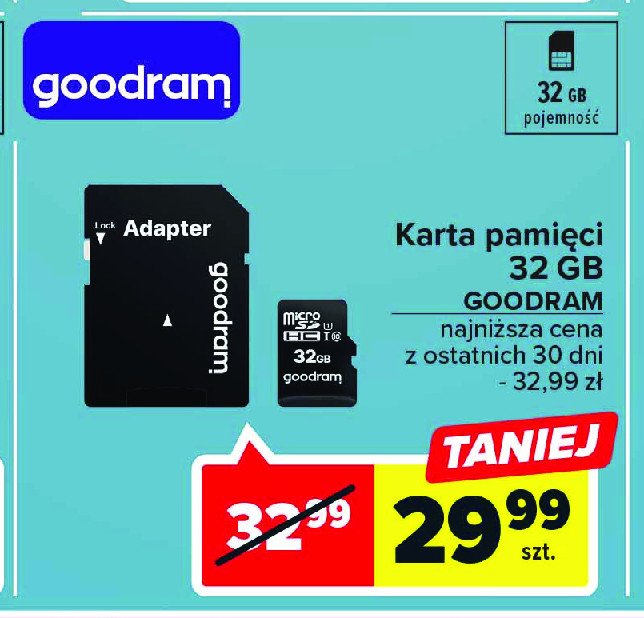 Karta pamięci micro sdhc 32gb Goodram promocja
