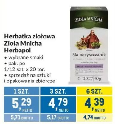 Herbatka ziołowa Zioła Mnicha Herbapol promocja w Makro