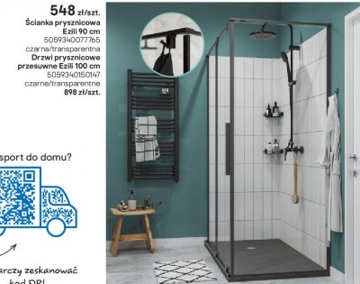 Ścianka prysznicowa Ezili 90 cm promocja w Castorama
