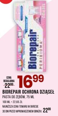 Pasta BIOREPAIR OCHRONA DZIĄSEŁ do zębów, 75 ml promocja w Drogerie Natura