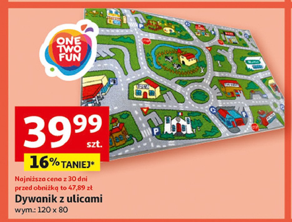 Dywanik z ulicami 120 x 80 cm One two fun promocja