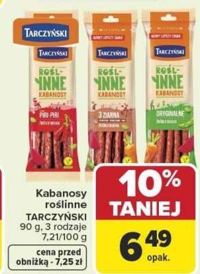 Kabanosy roślinne Piri-Piri 90g Tarczyński promocja w Carrefour Market