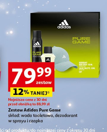 Zestaw w pudełku pure game dezodorant 150 ml + woda po goleniu 50 ml + czapka Adidas zestawy Adidas cosmetics promocja