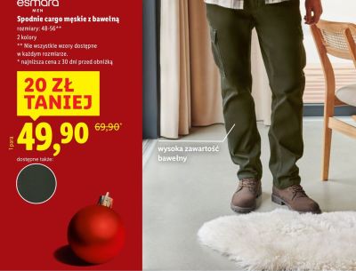 Spodnie cargo męskie z bawełną  promocja w Lidl