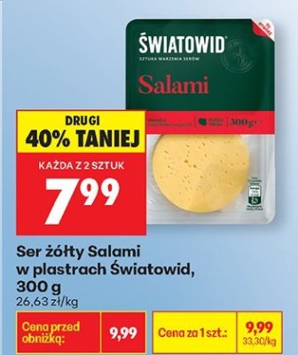 Ser żółty Salami w plastrach Światowid promocja w Biedronka