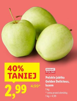 Jabłka Polskie Golden Delicious, luzem promocja w Lidl