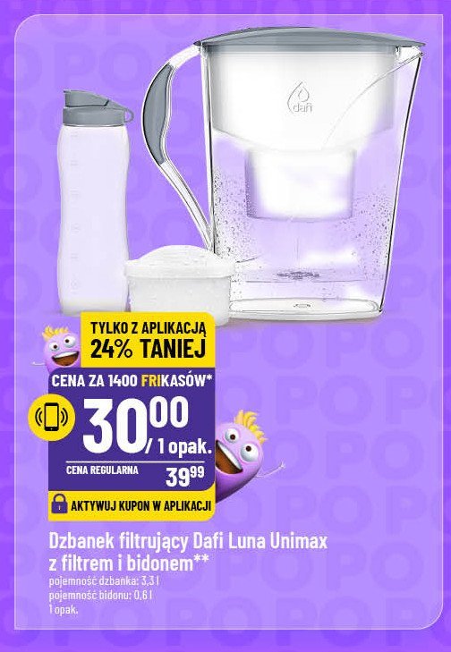 Dzbanek mila unimax 3l + 1 wkład + bidon Dafi promocja