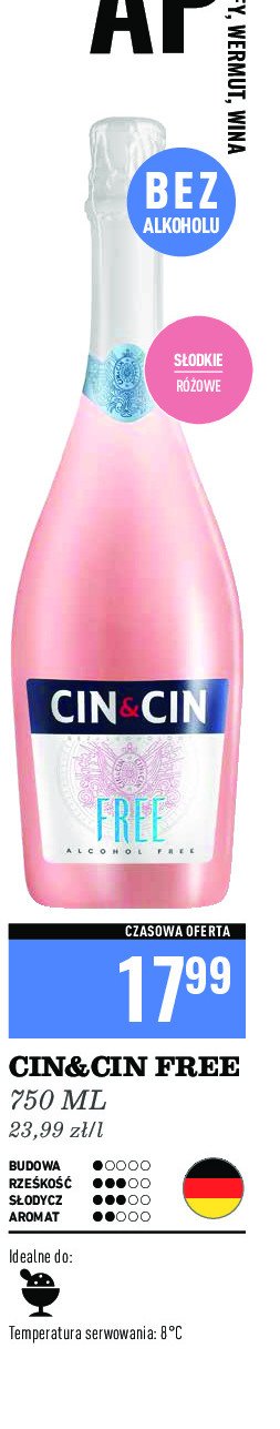 Wino Cin&cin free rose promocja w Biedronka
