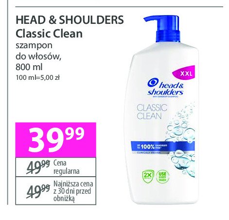 Szampon do włosów classic clean Head&shoulders promocja