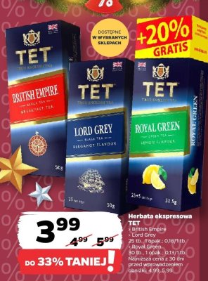 Herbata ekspresowa TET British Empire promocja w Netto