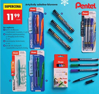 Pisak do kaligrafii z pędzelkową końcówką Pentel promocja w Biedronka