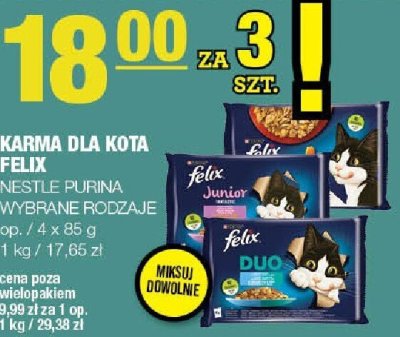 Karma dla kota Felix Nestle Purina, wybrane rodzaje promocja w SPAR