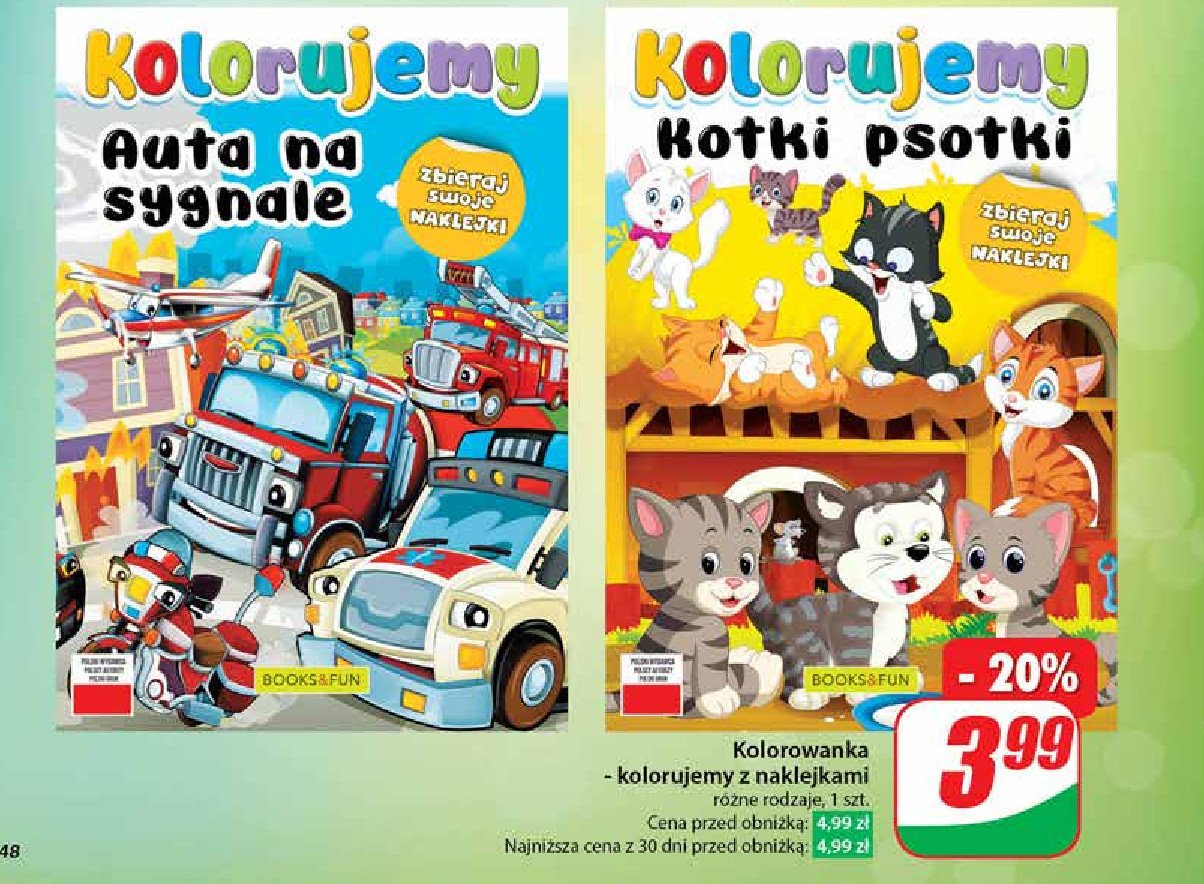 Kolorowanka - kolorujemy auta na sygnale BOOKS&FUN promocja