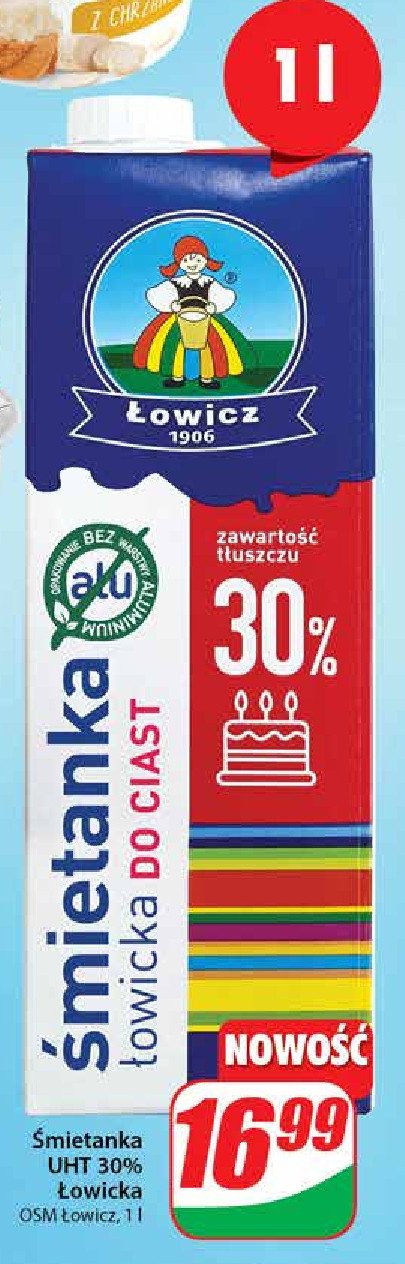 Śmietanka uht 30 % Łowicz 1906 łowicka promocja