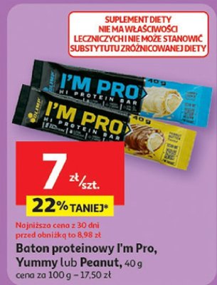 Baton proteinowy I'm Pro, Yummy lub Peanut, 40 g promocja w Auchan