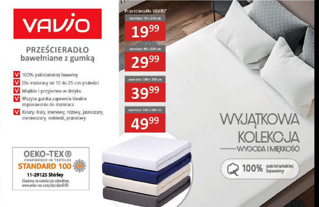 Prześcieradło bawełniane z gumką 140 x 200 cm niebieski Vavio promocja