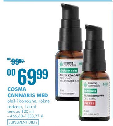 Olejek konopny balans COSMA CANNABIS promocja