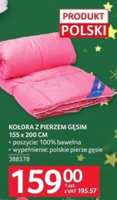Kołdra z pierzem gęsim 155 x 200 cm promocja w Selgros