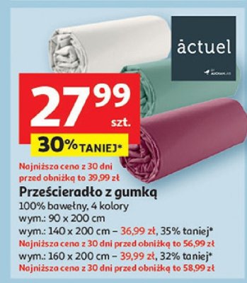 Prześcieradło z gumką 90x200 cm Actuel promocja w Auchan