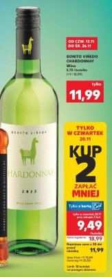 Wino Bonito Vinedo Chardonnay promocja w Kaufland