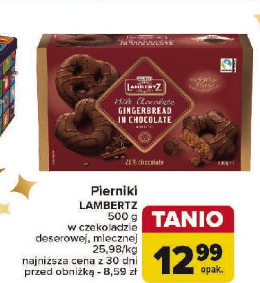 Pierniki w czekoladzie deserowej Lambertz promocja w Carrefour