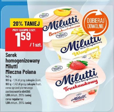 Serek homogenizowany Milutti Spółdzielnia Mleczarska Polana 140g promocja w POLOmarket