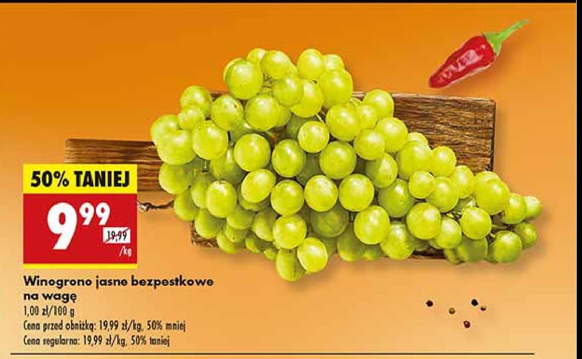 Winogrona jasne bezpestkowe promocja