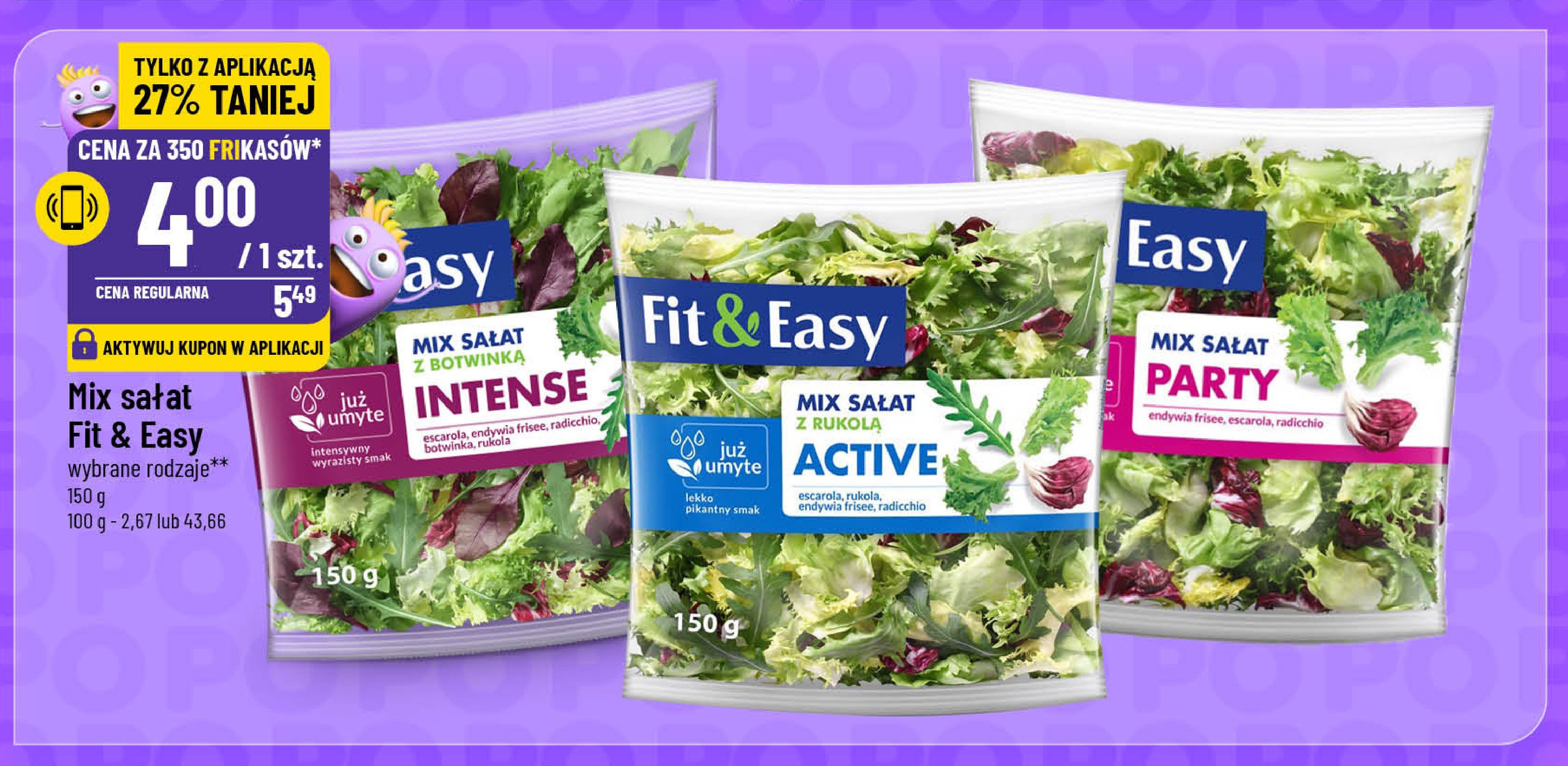 Mieszanka sałat active Fit & easy promocja w POLOmarket