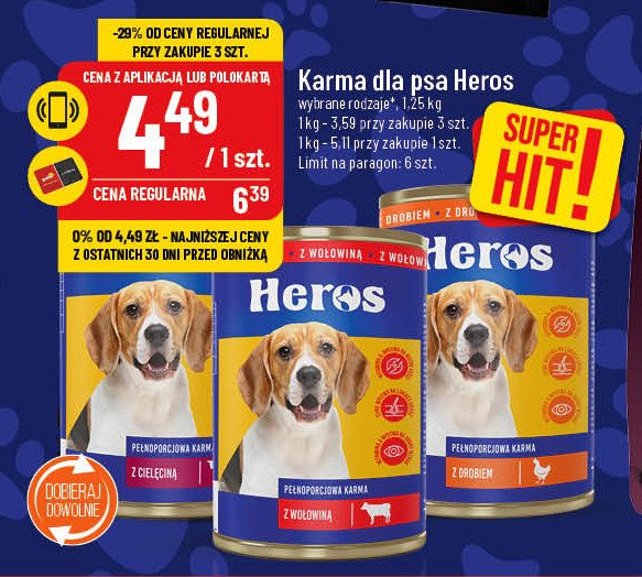 Karma dla psa z cielęciną Heros (karmy) promocja