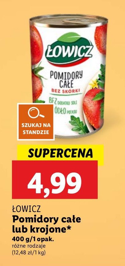 Pomidory krojone bez skórki Łowicz promocja