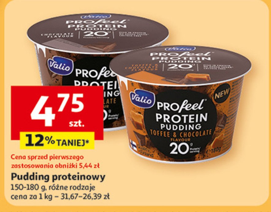 Pudding proteinowy czekolada i toffi Valio promocja w Auchan