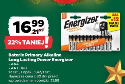 Baterie Primary Alkaline Long Lasting Power Energizer AAA, AA promocja w Netto