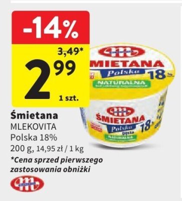艢mietana Mlekovita Polska 18% promocja w Intermarche