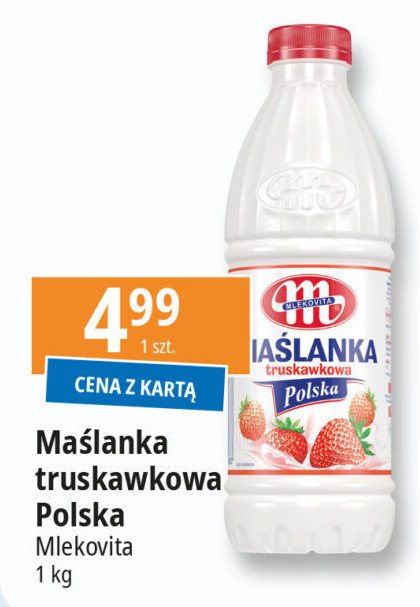 Maślanka truskawkowa polska Mlekovita promocja w Leclerc