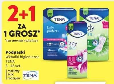 Podpaski Wkładki higieniczne TENA wybrane rodzaje promocja w Intermarche
