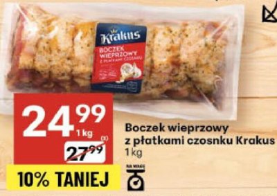 Boczek wieprzowy z płatkami czosnku Krakus promocja w Delikatesy Centrum
