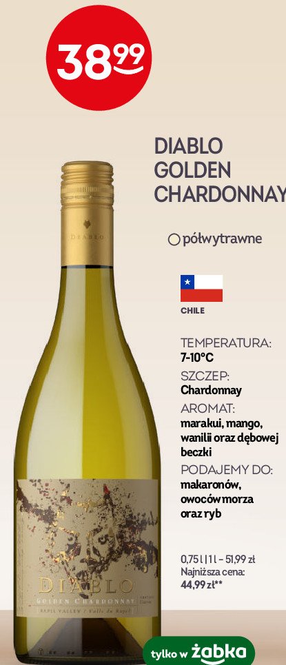 Wino Diablo golden chardonnay promocja w Żabka