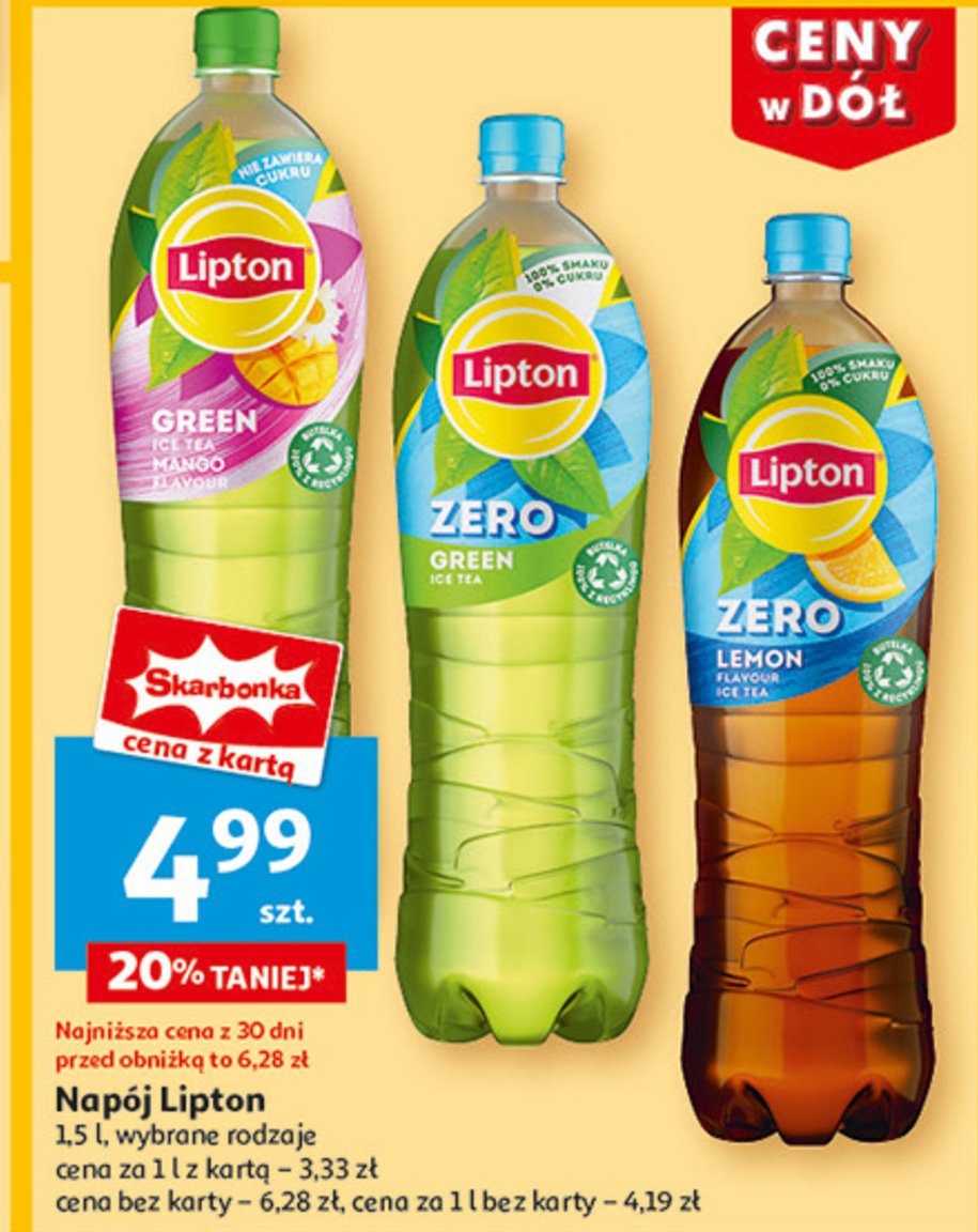 Herbata mrożona lemon zero sugar Lipton ice tea promocja w Auchan