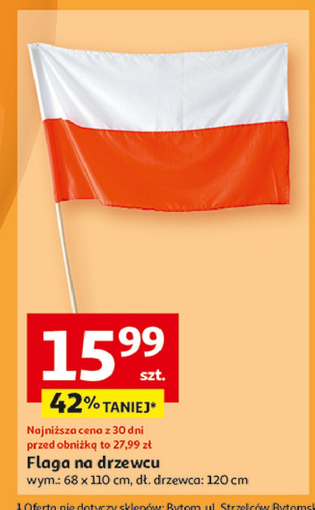 Flaga narodowa 120 cm na drzewcu promocja