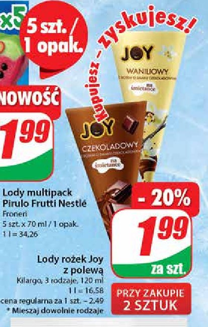 Lody rożek waniliowo czekoladowe Augusto joy promocja