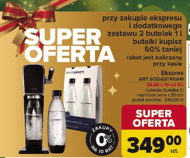 Urządzenie art black + butelka + nabój Sodastream promocja