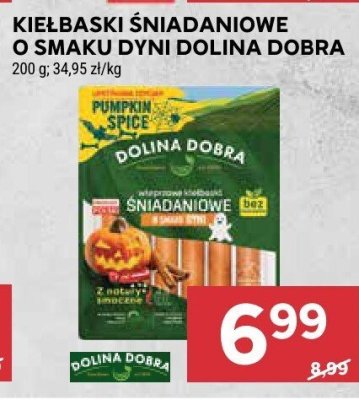 Kiełbaski śniadaniowe o smaku Dyni Dolina Dobra promocja w Stokrotka