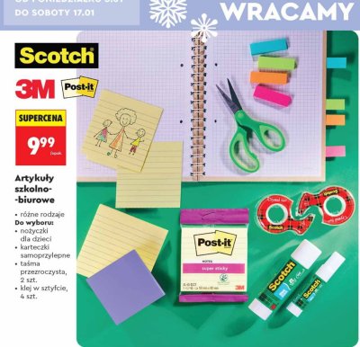 Artykuły szkolno-biurowe Scotch, 3M, Post-it promocja w Biedronka