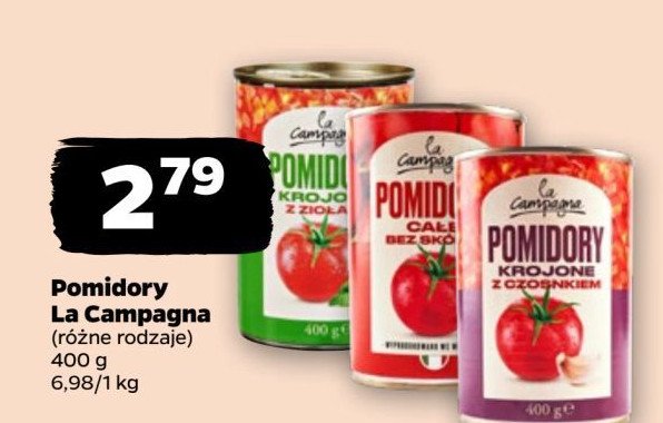 Pomidory krojone z czosnkiem La campagna promocja