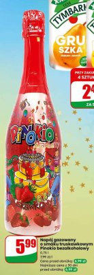 Napój gazowany o smaku truskawkowym Pinokio bezalkoholowy promocja w Dino