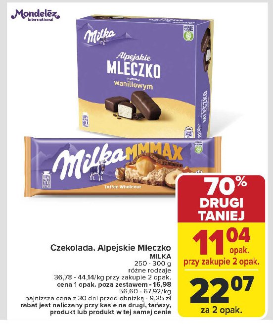 Czekolada toffee wholenut Milka promocja w Carrefour