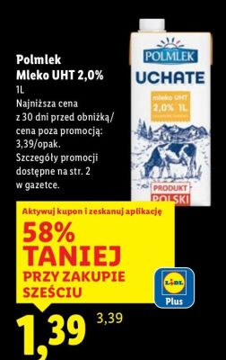 Mleko Polmlek UHT 2,0% promocja w Lidl